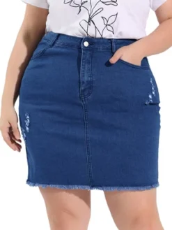 Agnes Orinda Women's Plus Size Raw Hem Denim Bodycon Skirt -Agnes Sales Store GUEST 5d87ae70 c514 4cc4 8d18 1f5166bb27ba