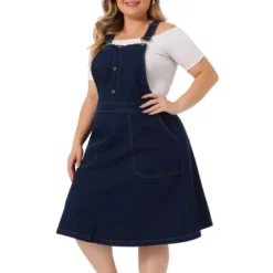 Agnes Orinda Women's Plus Size Overall Dress Button Adjustable Strap Denim Suspender Dresses -Agnes Sales Store GUEST 5dab963c 1d18 4f29 8b44 e7200678c211