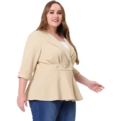 Agnes Orinda Women's Plus Size Ruffle Peplum Ruched Curvy Formal Outfits Blazers -Agnes Sales Store GUEST 5e1d2630 3f3a 4364 96a3 9aca087939d3