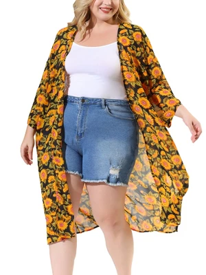 Agnes Orinda Women's Plus Size Floral Long Sleeve Holiday Cardigans 6 Agnes Orinda Women's Plus Size Floral Long Sleeve Holiday Cardigans - Image 6