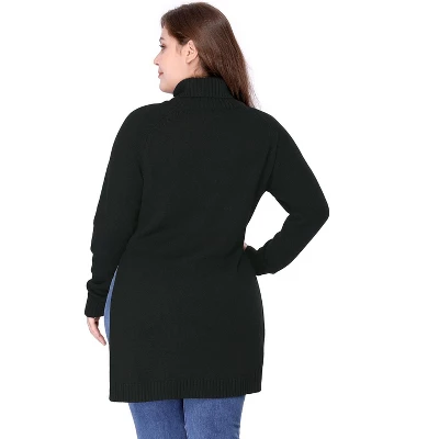Agnes Orinda Women's Plus Turtleneck Side Slit Long Sleeve Sweater 4 Agnes Orinda Women's Plus Turtleneck Side Slit Long Sleeve Sweater - Image 4