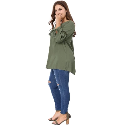 Agnes Orinda Women's Plus Size Long Sleeve Tie Winter Trendy Basic Tunic Blouse 3 Agnes Orinda Women's Plus Size Long Sleeve Tie Winter Trendy Basic Tunic Blouse - Image 3