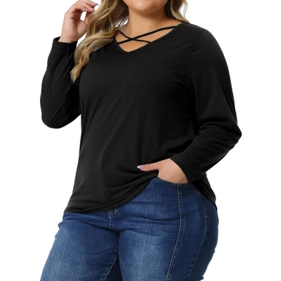 Agnes Orinda Women's Plus Size Cross V Neck Casual Fashion Long Sleeves Blouses 7 Agnes Orinda Women's Plus Size Cross V Neck Casual Fashion Long Sleeves Blouses - Image 7