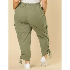 Agnes Orinda Women's Plus Size Drawstring Elastic Waist Cargo Pants With Pockets -Agnes Sales Store GUEST 61141121 83f5 4301 8516 33259e54969c