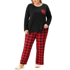 Agnes Orinda Women's Plus Size Check Stretch Glen Plaid Sleepwear Plaid Pjs Pajamas Sets -Agnes Sales Store GUEST 62069fff 35da 4d9a ac29 080bce30e869