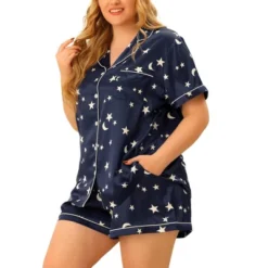 Agnes Orinda Women's Plus Size Patch Pocket Comfort Piping Stars Short Sleeve Pajamas Set -Agnes Sales Store GUEST 62b6f128 beb5 4c6d 9baa 0320fc75a8fa