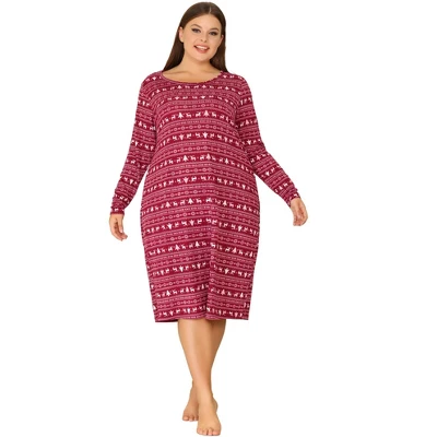 Agnes Orinda Women's Plus Size Comfy Long Sleeve Sleep Dress Nightgown 2 Agnes Orinda Women's Plus Size Comfy Long Sleeve Sleep Dress Nightgown - Image 2