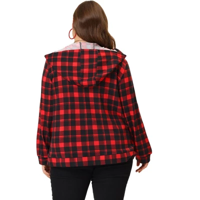 Agnes Orinda Women's Plus Size Casual Plaid Long Sleeve Zip Up Hoodies 3 Agnes Orinda Women's Plus Size Casual Plaid Long Sleeve Zip Up Hoodies - Image 3