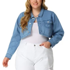Agnes Orinda Women's Plus Size Classic Denim Long Sleeve Washed Jean Cropped Jacket 9 Agnes Orinda Women's Plus Size Classic Denim Long Sleeve Washed Jean Cropped Jacket -Agnes Sales Store GUEST 6386cb50 7e89 4536 8a9c 61e028a1b075