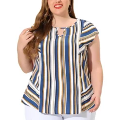 Agnes Orinda Women's Plus Size Blouse Keyhole Neck Cap Sleeve Stripe Top 11 Agnes Orinda Women's Plus Size Blouse Keyhole Neck Cap Sleeve Stripe Top -Agnes Sales Store GUEST 63af99cc 2b57 46a0 8e76 8ab0ed3f1eed