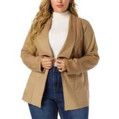 Agnes Orinda Women's Plus Size Jacket Drop Shoulder Moto Stretch Long Sleeves Drape Suede Cardigans