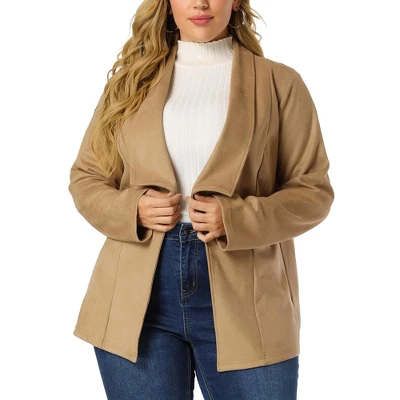Agnes Orinda Women's Plus Size Jacket Drop Shoulder Moto Stretch Long Sleeves Drape Suede Cardigans 1 Agnes Orinda Women's Plus Size Jacket Drop Shoulder Moto Stretch Long Sleeves Drape Suede Cardigans