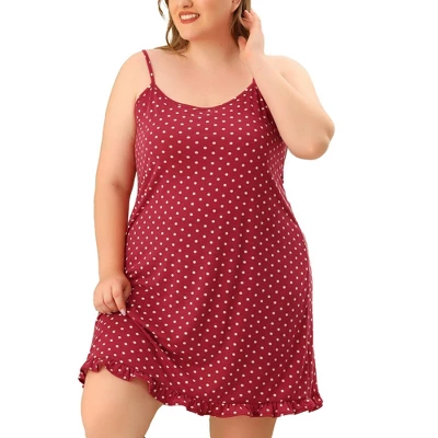 Agnes Orinda Women's Plus Size Comfort Ruffle Hem Polka Dots Sleeveless Nightgown 7 Agnes Orinda Women's Plus Size Comfort Ruffle Hem Polka Dots Sleeveless Nightgown - Image 7