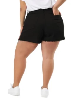 Agnes Orinda Women's Plus Size Denim Mid-Rise Stretchy Raw Hem Casual Jean Shorts -Agnes Sales Store GUEST 662a8b8c b0d0 45c0 9303 a5da3e4cee0c
