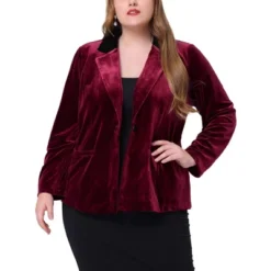 Agnes Orinda Women's Plus Size Winter Velvet Blazer Button Lapel Work Jacket -Agnes Sales Store GUEST 66388238 4fbf 4355 a852 0771ed6424fb
