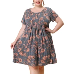 Agnes Orinda Women's Plus Size Floral Inverted Box Pleat Boho Dresses -Agnes Sales Store GUEST 66f89800 2abf 405a be87 f3fc208dd77d