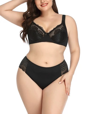 Agnes Orinda Women's Plus Size Underwire Push-Up Lace Trim Adjustable Straps Comfort Bra And Panty Set 5 Agnes Orinda Women's Plus Size Underwire Push-Up Lace Trim Adjustable Straps Comfort Bra And Panty Set - Image 5