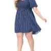 Agnes Orinda Women's Plus Size Stripe Boho Smock Swing Dresses