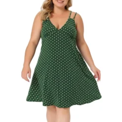 Agnes Orinda Women's Plus Size Deep V Knit Polka Dots Cami Nightgown -Agnes Sales Store GUEST 681ac220 e6f3 4e5c aa4f edd46af9e01b