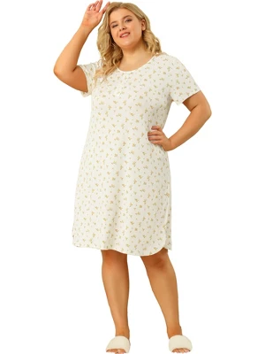Agnes Orinda Women's Plus Size Short Sleeve Comfort Nightgown 2 Agnes Orinda Women's Plus Size Short Sleeve Comfort Nightgown - Image 2