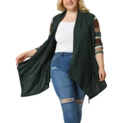 Agnes Orinda Women's Plus Size Outerwear Asymmetric Colorblock Open Front Knit Cardigan -Agnes Sales Store GUEST 69446939 65cc 4861 86f1 858be35d97bf