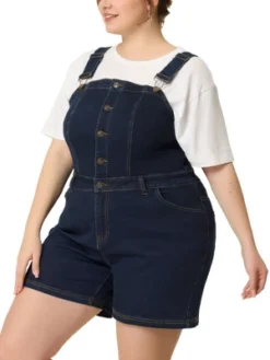 Agnes Orinda Women's Plus Size Denim Shortall Button Jeans Short -Agnes Sales Store GUEST 697d566e e2f7 413c aced 19a34d240a15