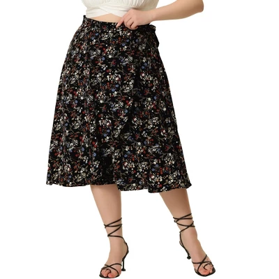 Agnes Orinda Women's Plus Size Boho Wrap Floral Beach Lightweight A Line Skirt 9 Agnes Orinda Women's Plus Size Boho Wrap Floral Beach Lightweight A Line Skirt - Image 9