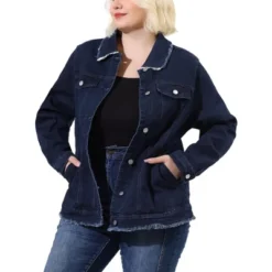 Agnes Orinda Women's Plus Size Denim Chest Pocket Frayed Washed Crop Jean Jackets 17 Agnes Orinda Women's Plus Size Denim Chest Pocket Frayed Washed Crop Jean Jackets -Agnes Sales Store GUEST 69dfcf17 e58f 460a 84cf 4c063a66f64b
