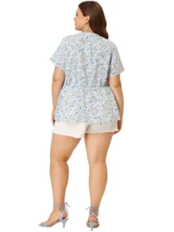Agnes Orinda Women's Plus Size Chiffon Button Ditsy Floral Peplum Shirts -Agnes Sales Store GUEST 6a3ea95d 6f26 4837 96c0 c61baf5be62d
