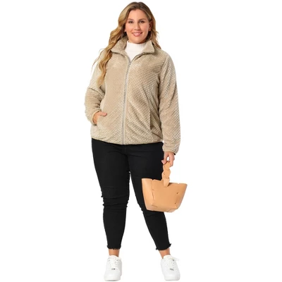 Agnes Orinda Women's Plus Size Lapel Fleece Fuzzy Faux Shearling Zip Up Shaggy Oversized Coat Jackets 2 Agnes Orinda Women's Plus Size Lapel Fleece Fuzzy Faux Shearling Zip Up Shaggy Oversized Coat Jackets - Image 2