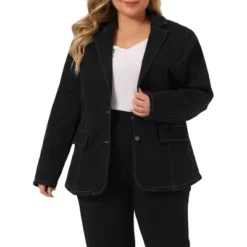 Agnes Orinda Women's Plus Size Denim Notched Lapel Color Block Stretch Blazer -Agnes Sales Store GUEST 6b676f9e f1a5 4b2f a724 ea90b8e0eb75