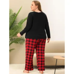 Agnes Orinda Women's Plus Size Check Stretch Glen Plaid Sleepwear Plaid Pjs Pajamas Sets -Agnes Sales Store GUEST 6b8fe2e2 a156 4459 8761 a8cea9e14cc4