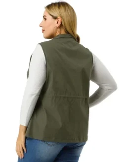 Agnes Orinda Women's Plus Size Utility Vest Cargo Pocket Drawstring Waist Sleeveless Jacket -Agnes Sales Store GUEST 6b91d8ad a134 4f2e a75f 2e6c45a59c87