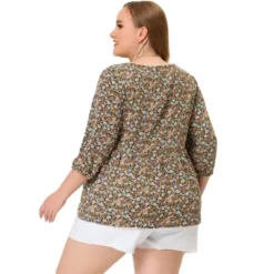 Agnes Orinda Women's Plus Size Keyhole Babydoll Lantern Floral Blouses -Agnes Sales Store GUEST 6ba9d7ab dbdb 4651 99c6 49cac5f95a7e