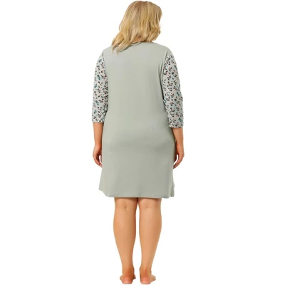 Agnes Orinda Women's Plus Size Cute Floral 3/4 Sleeve Floral Print Nightgowns 4 Agnes Orinda Women's Plus Size Cute Floral 3/4 Sleeve Floral Print Nightgowns - Image 4