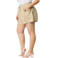 Agnes Orinda Women's Plus Pants Casual Drawstring Waist Shorts With Front Pokcets -Agnes Sales Store GUEST 6c0a8824 5ad5 4e0b abe4 31b0167add0f