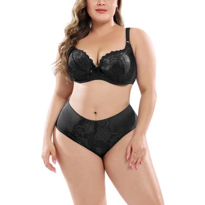 Agnes Orinda Women's Plus Size Underwire Lace Push-Up Adjustable Straps Bra And Panty Set 6 Agnes Orinda Women's Plus Size Underwire Lace Push-Up Adjustable Straps Bra And Panty Set - Image 6