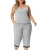 Agnes Orinda Women's Plus Size Sleeveless Elastic Waist Comfortable 2 Pieces Pajama Sets