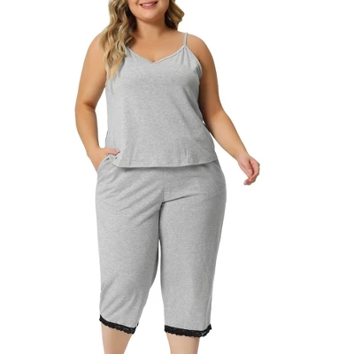 Agnes Orinda Women's Plus Size Sleeveless Elastic Waist Comfortable 2 Pieces Pajama Sets 1 Agnes Orinda Women's Plus Size Sleeveless Elastic Waist Comfortable 2 Pieces Pajama Sets