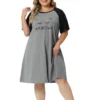 Agnes Orinda Women's Plus Size Short Sleeve Cute Graphic Nightgown