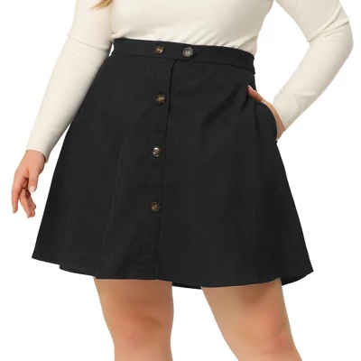 Agnes Orinda Women's Plus Size Corduroy Button Mid-Rise A-Line Mini Skirts 6 Agnes Orinda Women's Plus Size Corduroy Button Mid-Rise A-Line Mini Skirts - Image 6