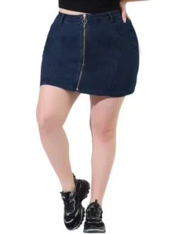 Agnes Orinda Women's Plus Size Denim Zip Up Front Mini Jean Skirts -Agnes Sales Store GUEST 6d8fc2f0 33d4 46a2 af1e 8cb4c7c83f0d
