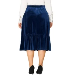 Agnes Orinda Women's Plus Size Velvet Elastic Waist Ruffle Hem Party Midi Skirt -Agnes Sales Store GUEST 6dde1cea f0b9 4906 b5d0 c3c1e0de4269