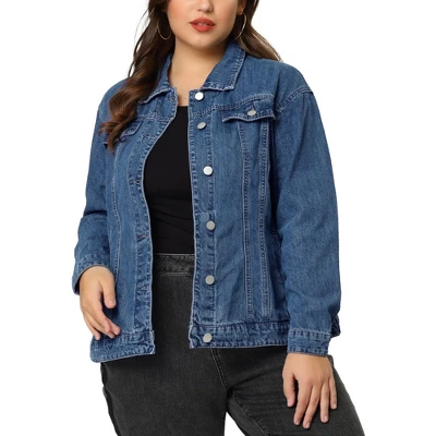 Agnes Orinda Women's Plus Size Outerwear Button Front Washed Denim Jean Jacket 12 Agnes Orinda Women's Plus Size Outerwear Button Front Washed Denim Jean Jacket - Image 12