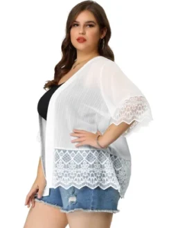 Agnes Orinda Women's Plus Size Cover-Up Lace Panel Texture Printed Boho Cardigans -Agnes Sales Store GUEST 6f24bf04 87d9 4f6a beb3 103af8f08370