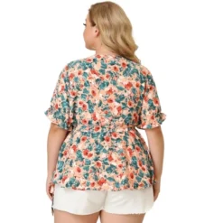 Agnes Orinda Women's Plus Size Blouse Floral Ruffle Sleeve Faux Wrap Peplum Top 11 Agnes Orinda Women's Plus Size Blouse Floral Ruffle Sleeve Faux Wrap Peplum Top -Agnes Sales Store GUEST 6fa92e90 e279 4766 be66 87f48ce0c2e3