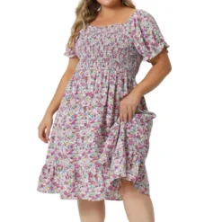 Agnes Orinda Plus Size Dress For Women Flared Flowy Smock Ruffle Sleeve Floral Dresses -Agnes Sales Store GUEST 703c6ce9 aaf0 463e 972c a65387b5b2b3