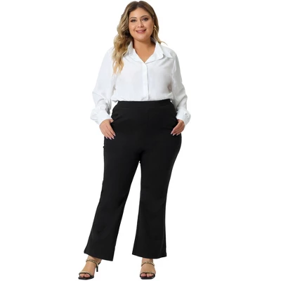 Agnes Orinda Women's Plus Size Bell Bottom Flare Leg Stretchy High Waist With Pockets Long Pants 2 Agnes Orinda Women's Plus Size Bell Bottom Flare Leg Stretchy High Waist With Pockets Long Pants - Image 2
