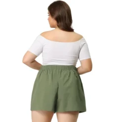 Agnes Orinda Women's Plus Size Pants Loose Slant Pocket Elastic Waist Straight Leg Shorts -Agnes Sales Store GUEST 723e7673 68fd 452d 9d4c ab99358d5719