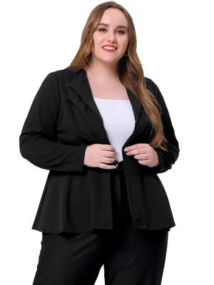 Agnes Orinda Women's Plus Size Office Work Double Lapel Button Peplum Blazers 2 Agnes Orinda Women's Plus Size Office Work Double Lapel Button Peplum Blazers - Image 2